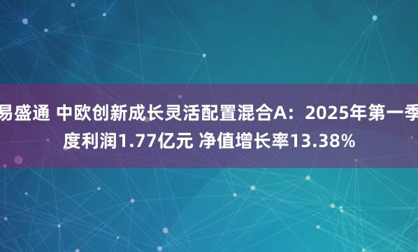 易盛通 中欧创新成长灵活配置混合A：2025年第一季度利润1.77亿元 净值增长率13.38%